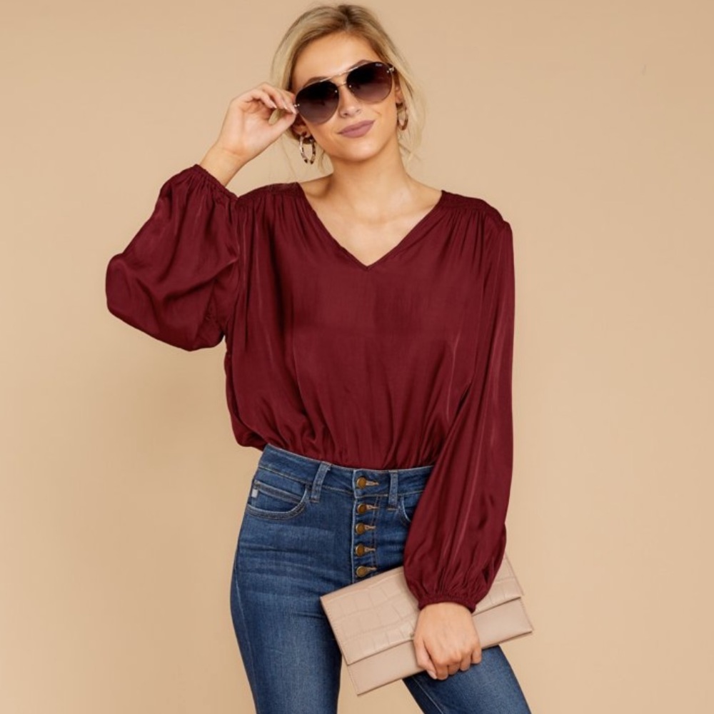 Better Than the Others Burgundy Bodysuit, Size S